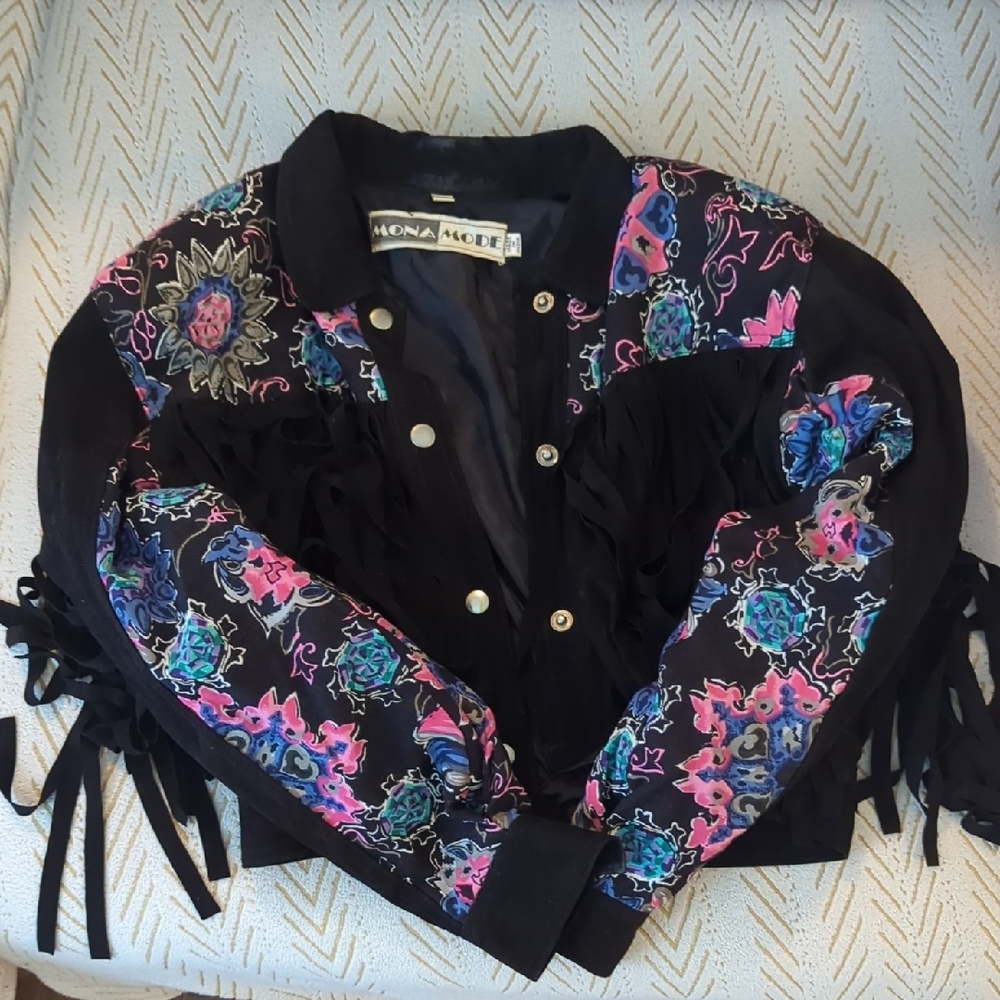 Women's Black and Multicolor Bomber Jacket